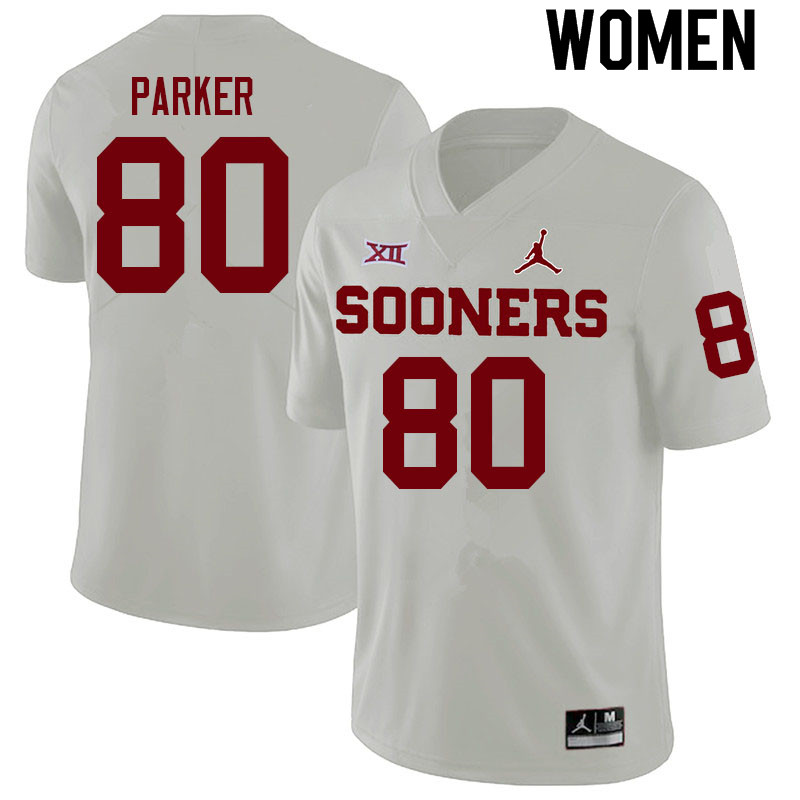 Women #80 Daniel Parker Oklahoma Sooners College Football Jerseys Sale-White - Click Image to Close